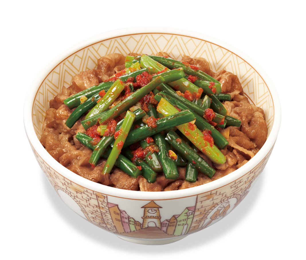 ニンニクの芽牛丼