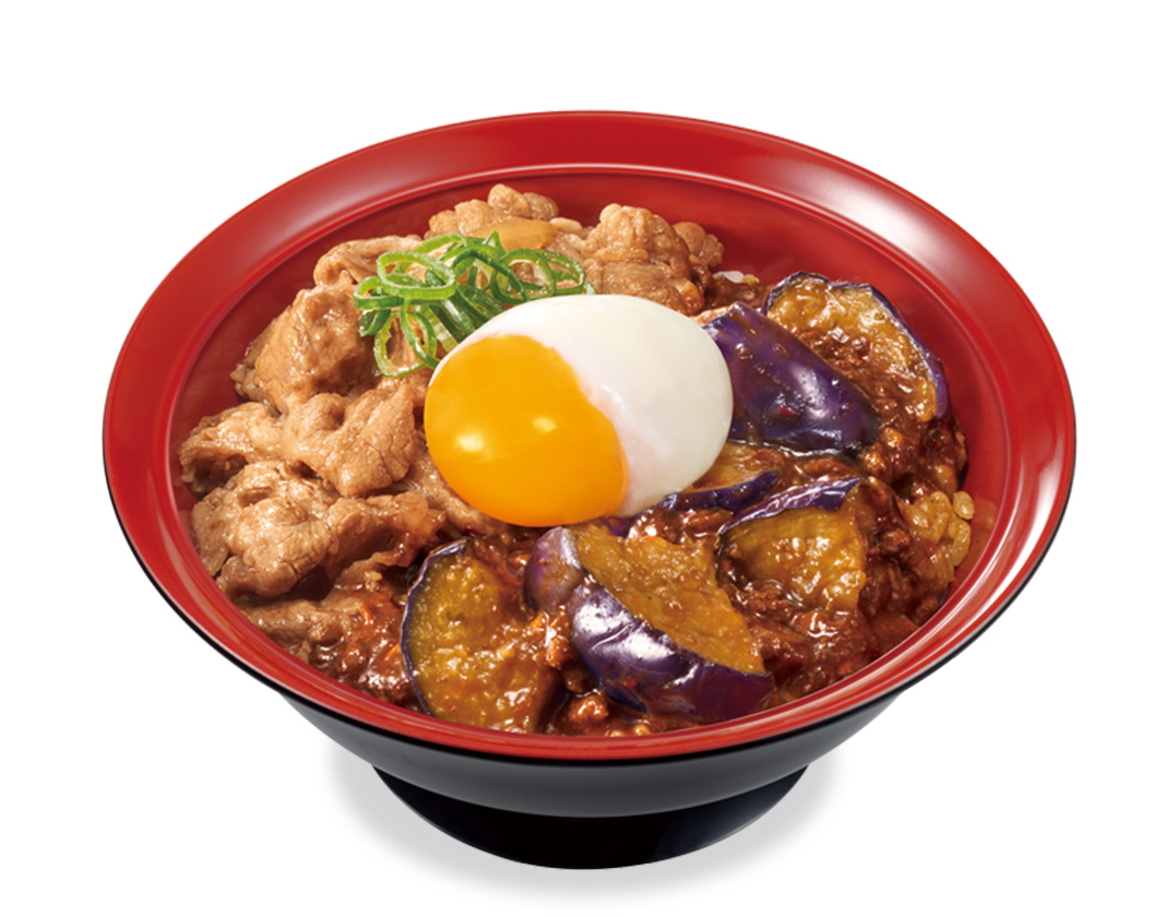 おんたまシビ辛麻婆茄子牛丼